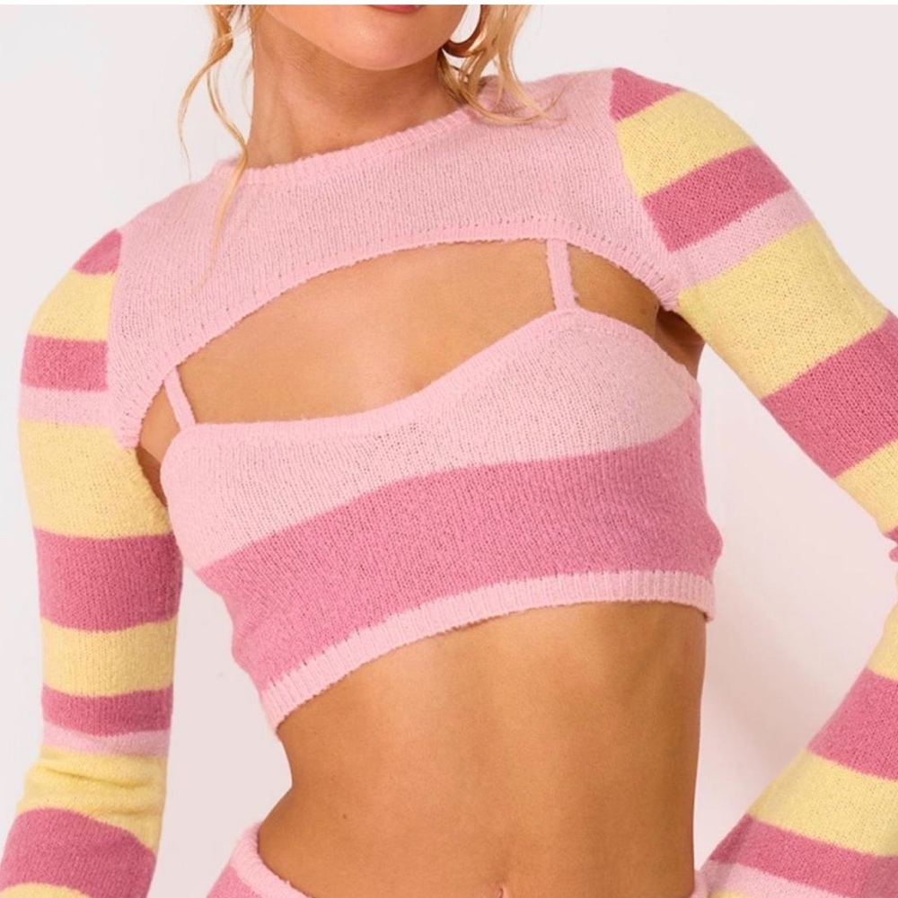 PrettyLittleThing Pink Knit Crop Top